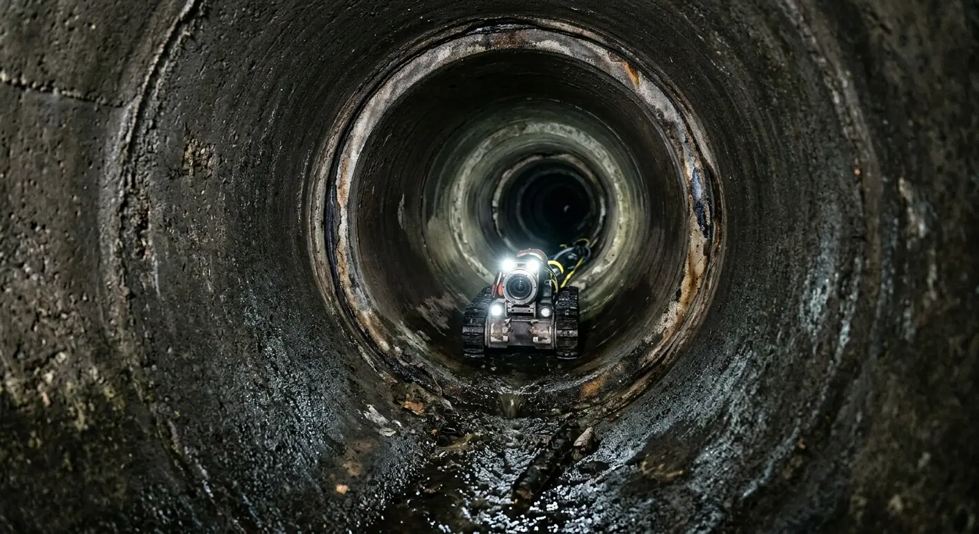 Robotic sewer camera inspecting pipe interior for Sewer Line Cleaning in Palmer